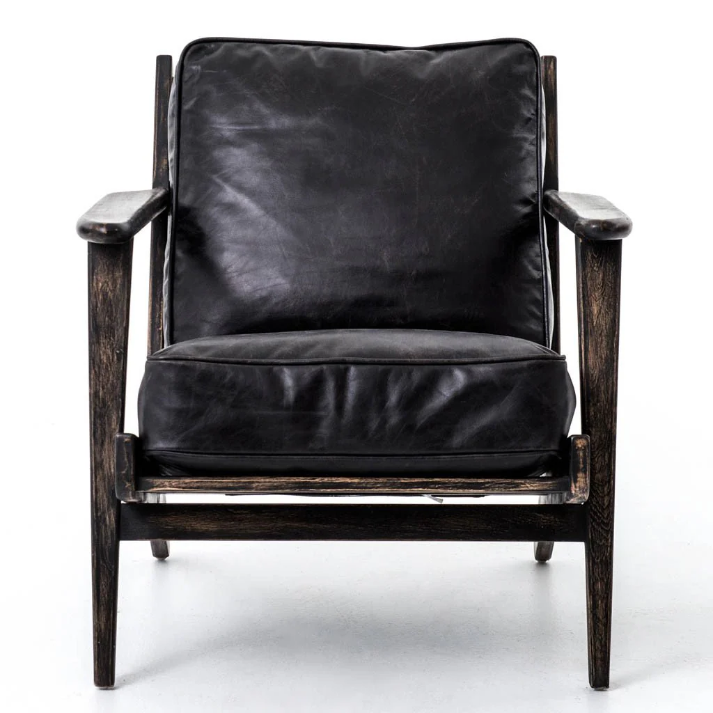 Brooks Lounge Chair - Rialto Ebony Leather - Image 7