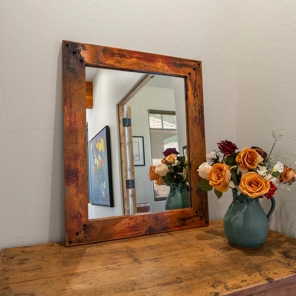 Hammered Copper Entryway Mirror - 34" x 31" - Image 3