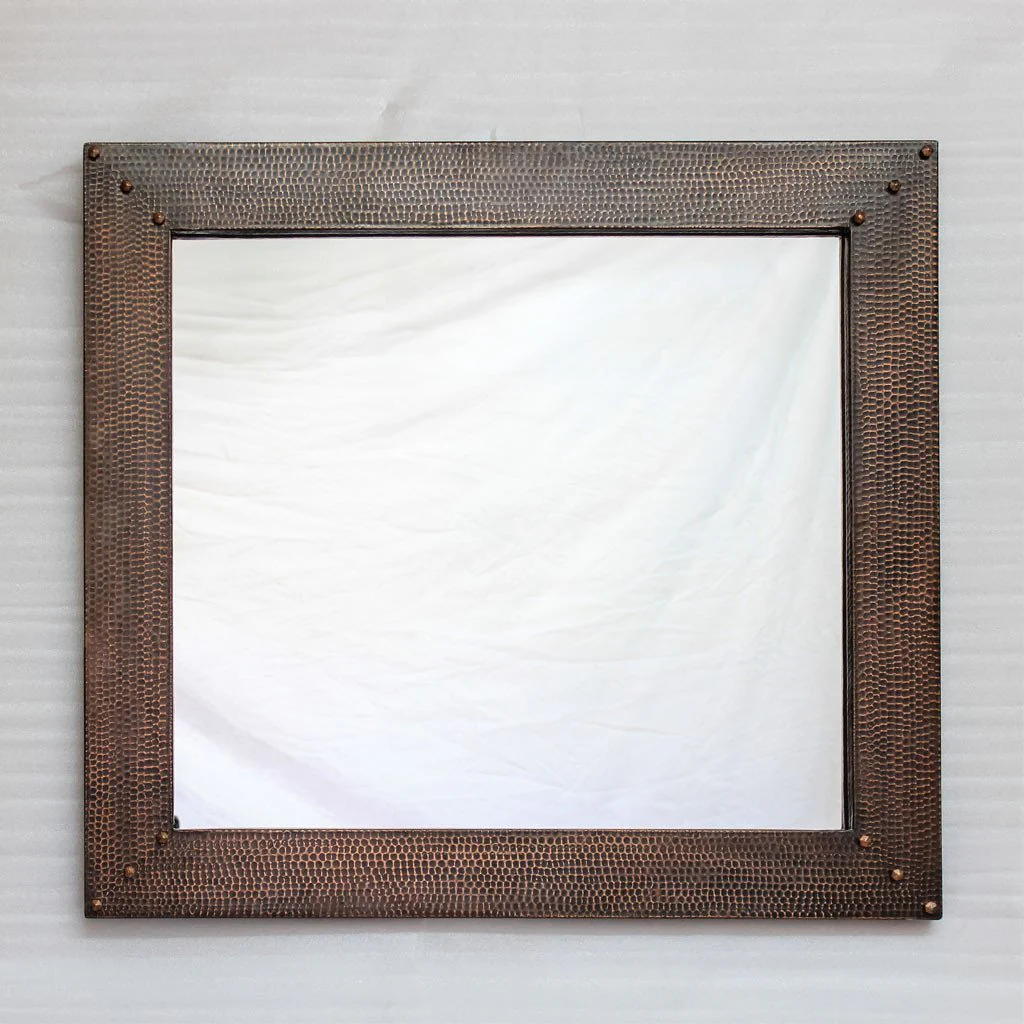 Hammered Copper Entryway Mirror - 34" x 31" - Image 5