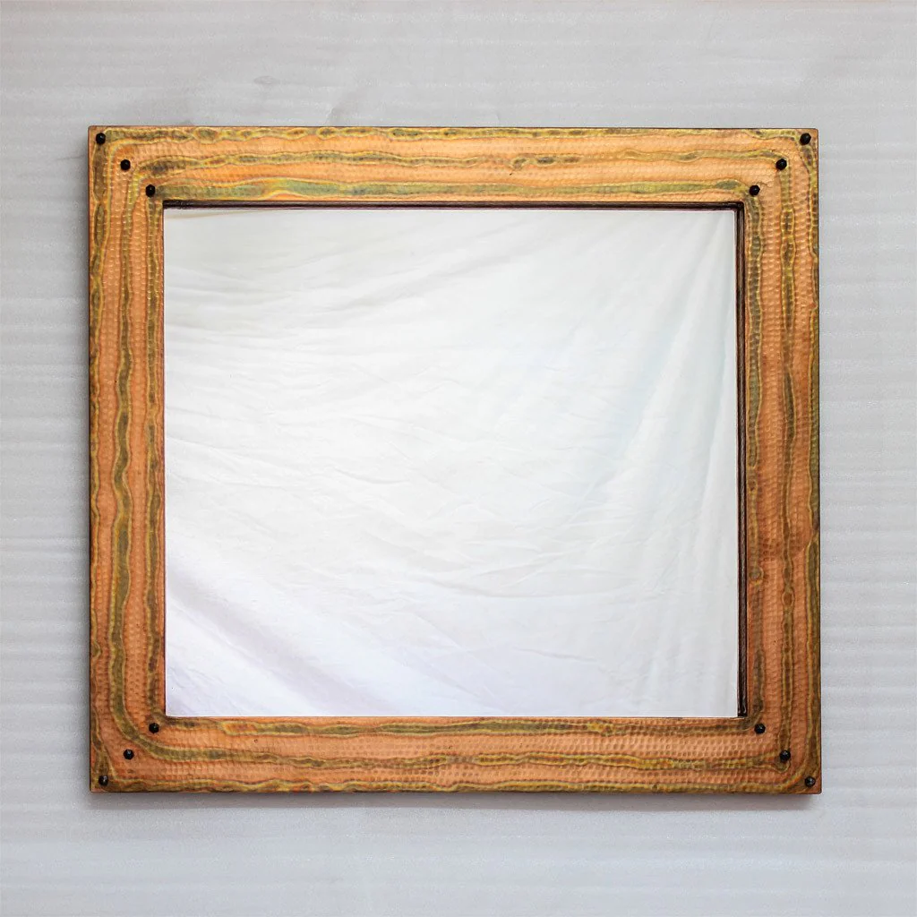 Hammered Copper Entryway Mirror - 34" x 31" - Image 6