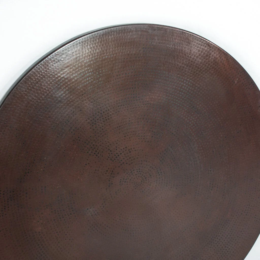 Hammered Copper Round Tabletop - Dark Brown Copper - Image 3
