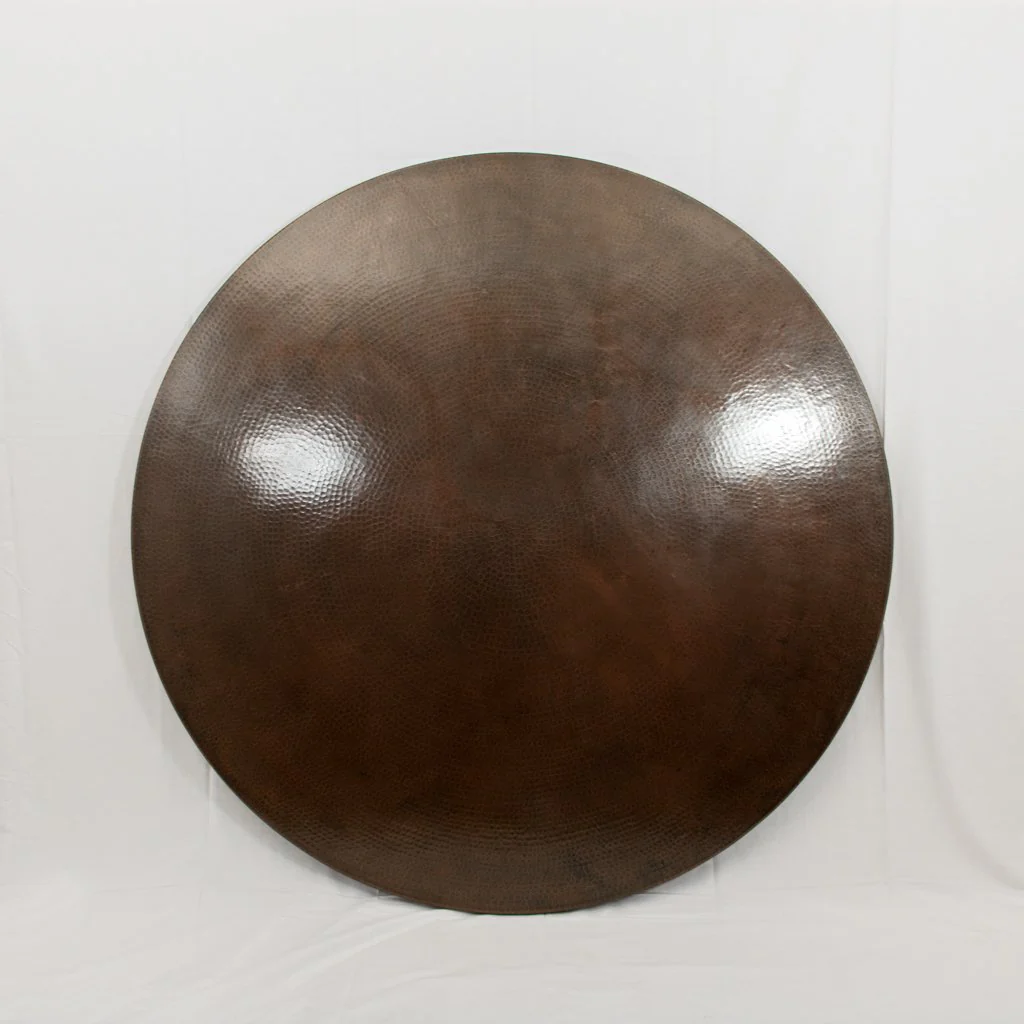 Hammered Copper Round Tabletop - Dark Brown Copper - Image 4