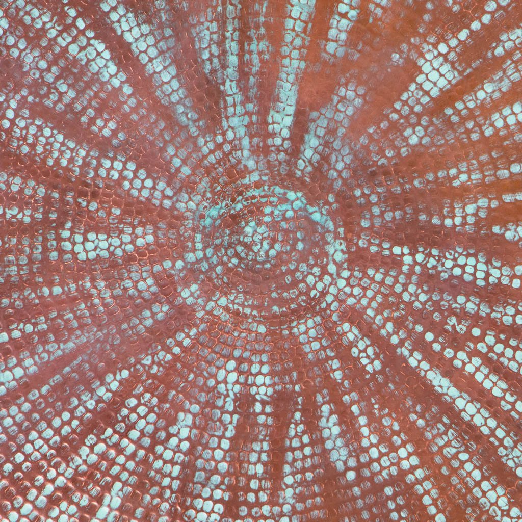 Hammered Copper Round Tabletop - Weathered Penny - Image 4