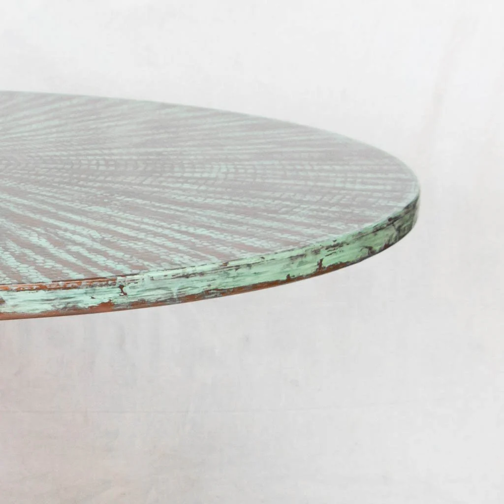 Hammered Copper Round Tabletop - Weathered Penny - Image 5