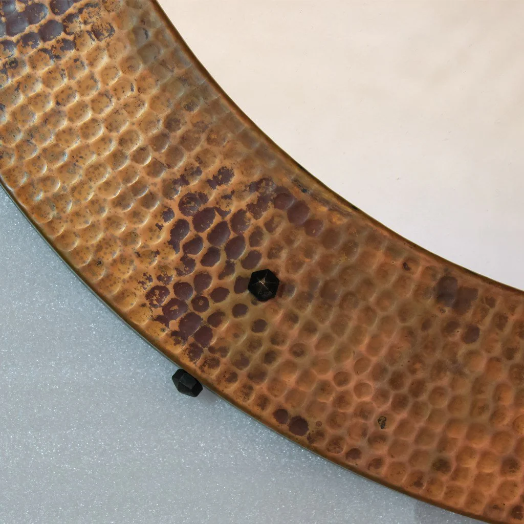 Round Hammered Copper Mirror - Image 3