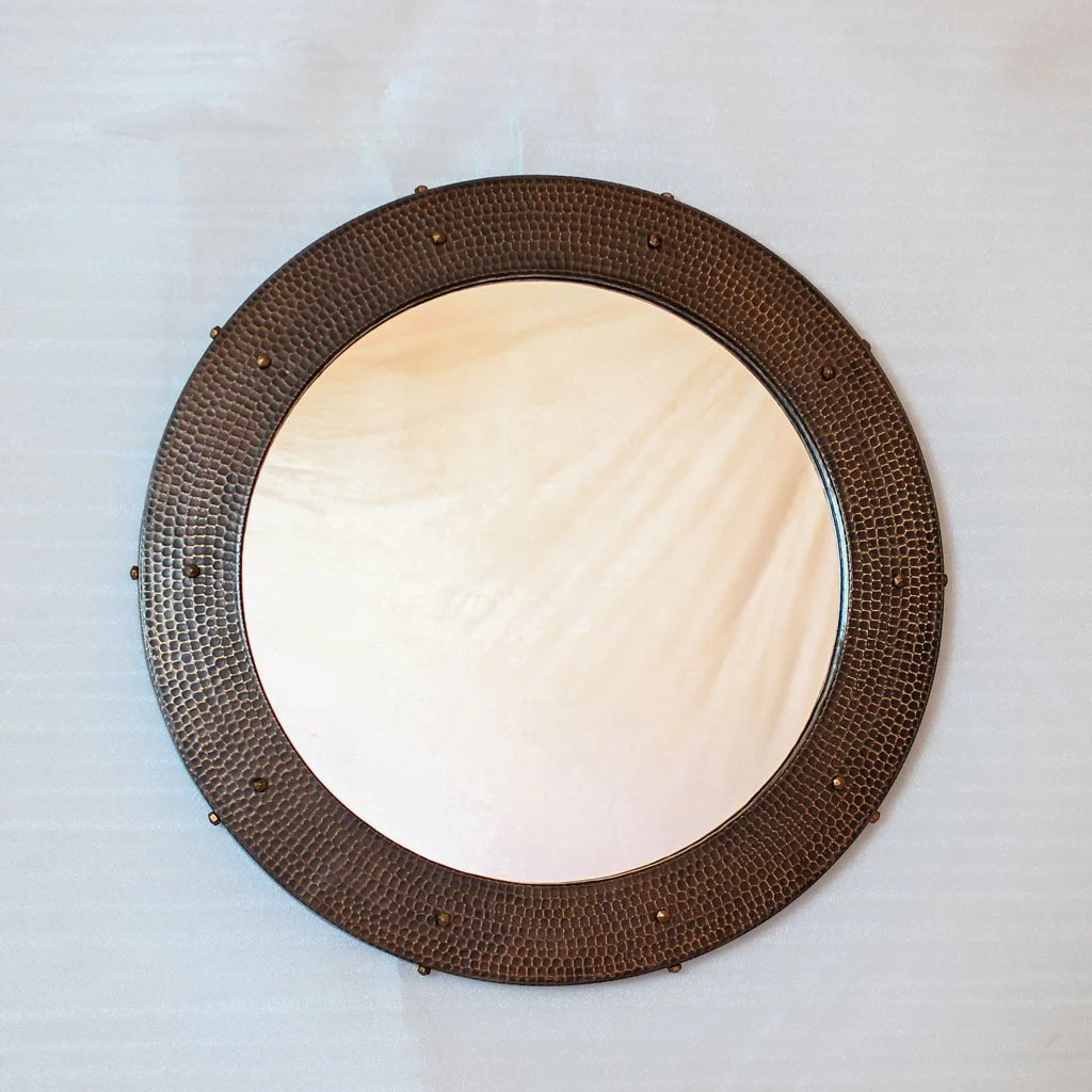 Round Hammered Copper Mirror - Image 4