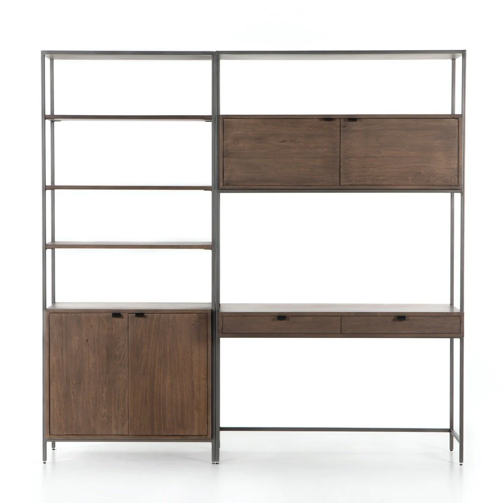 Trey Modular Wall Desk W/ 1 Bookcase - Auburn Poplar - Image 3