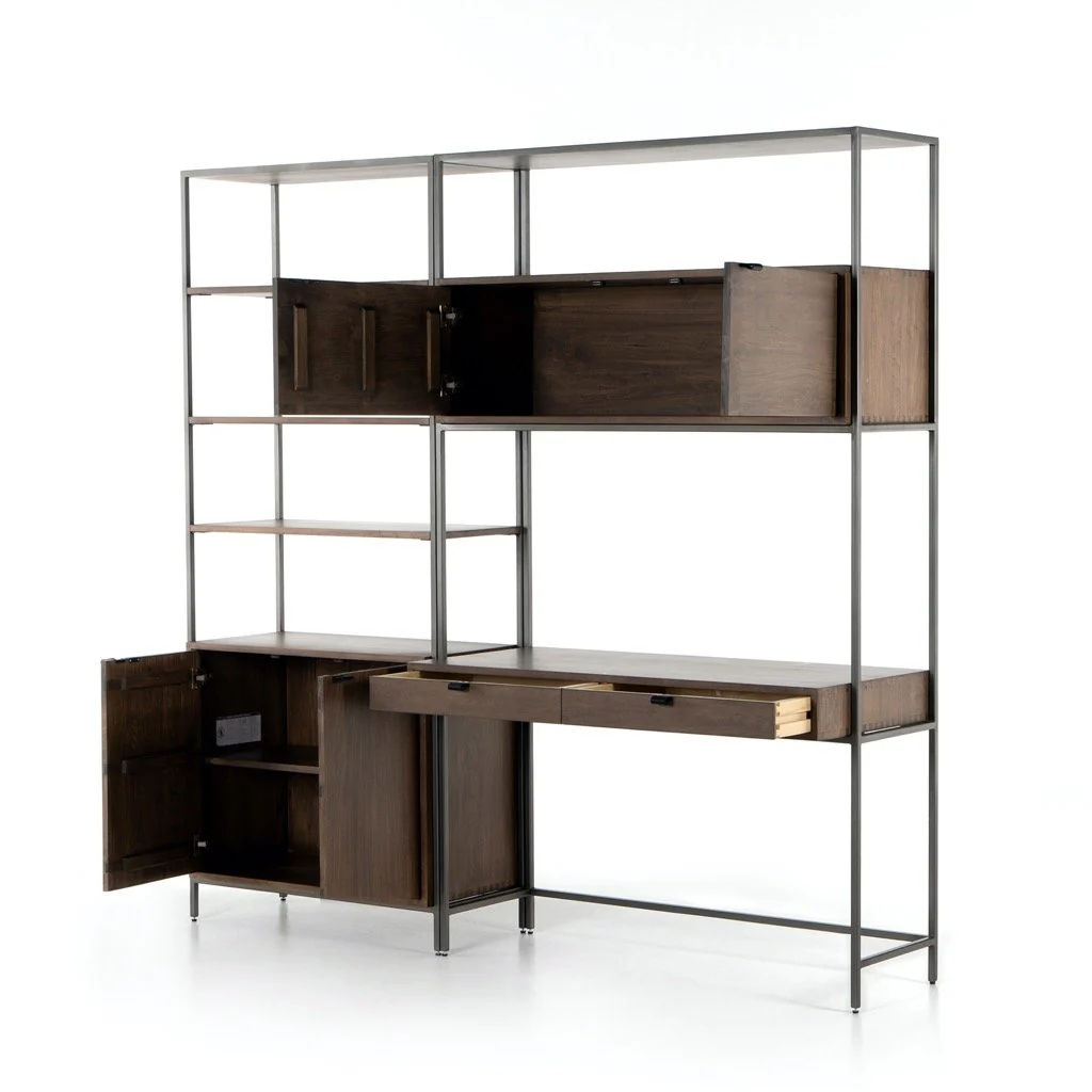 Trey Modular Wall Desk W/ 1 Bookcase - Auburn Poplar - Image 7