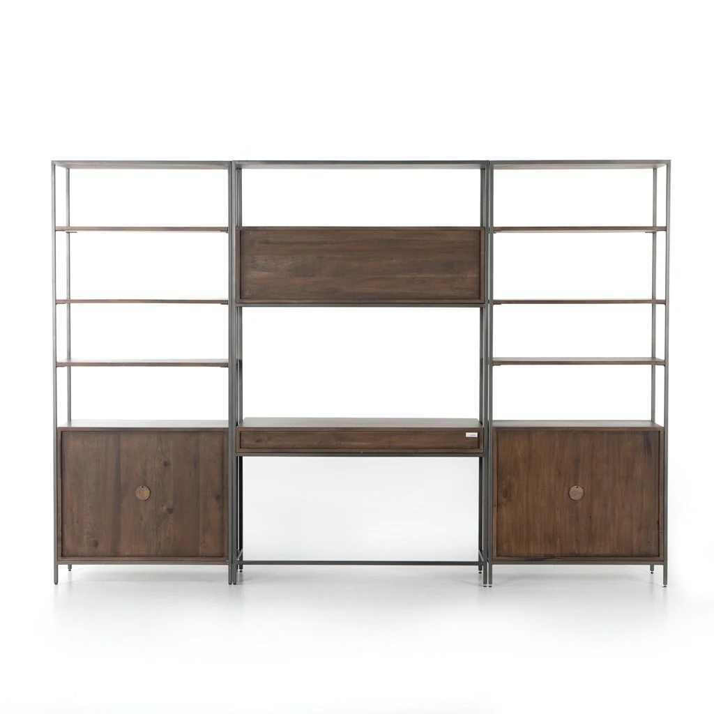 Trey Modular Wall Desk W/ 2 Bookcases - Auburn Poplar - Image 4