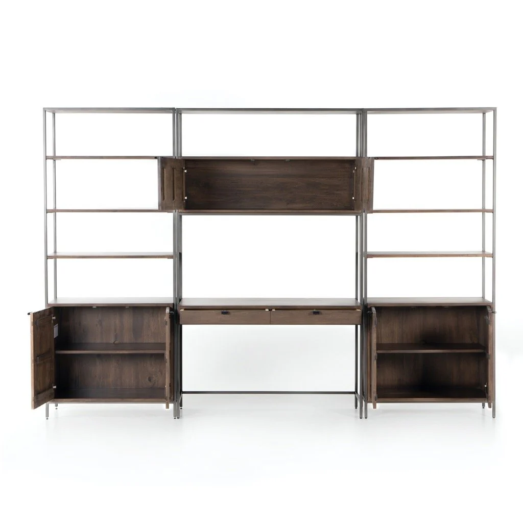 Trey Modular Wall Desk W/ 2 Bookcases - Auburn Poplar - Image 5
