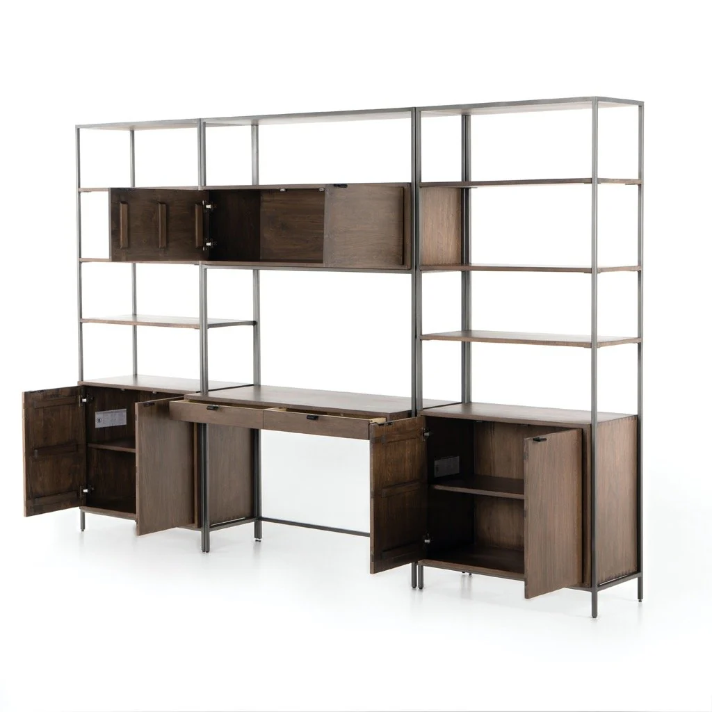 Trey Modular Wall Desk W/ 2 Bookcases - Auburn Poplar - Image 6