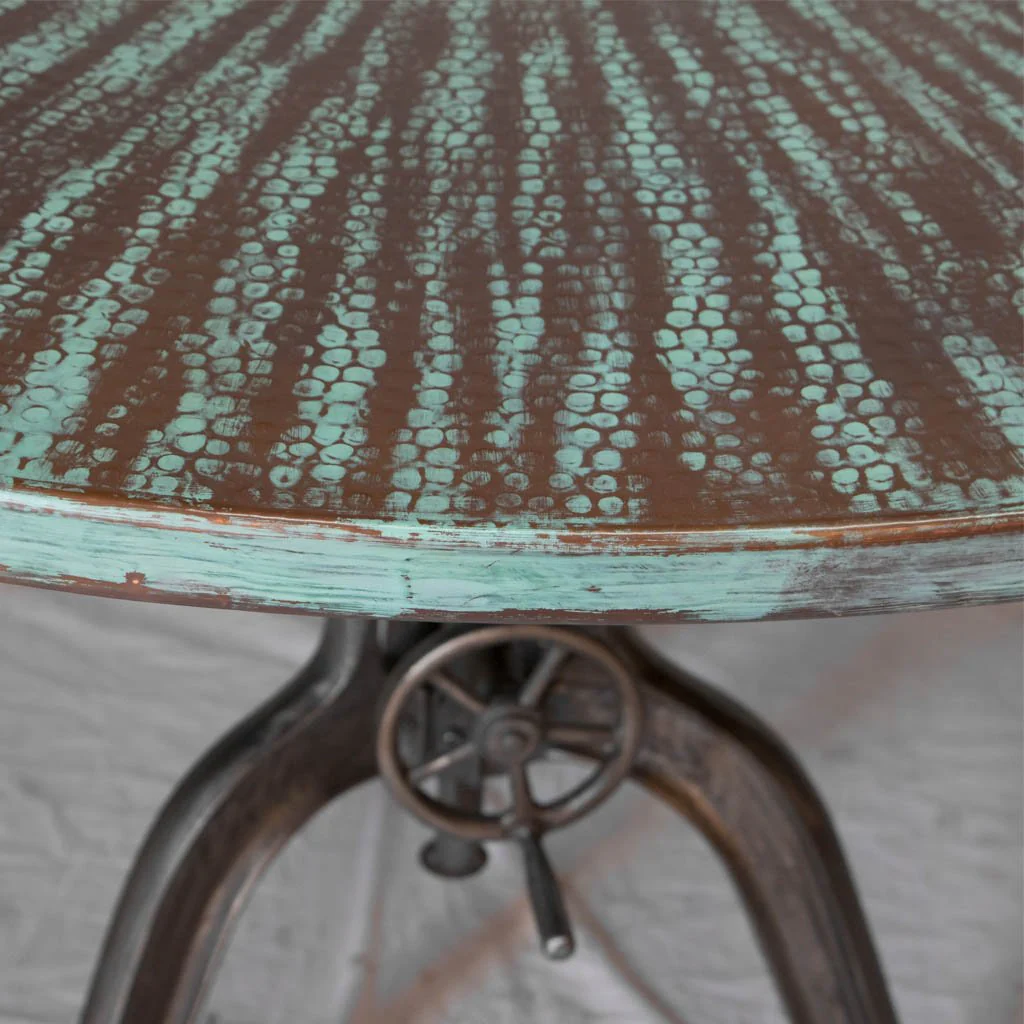 Twilight Crank Copper Dining Table - Weathered Penny - Image 3